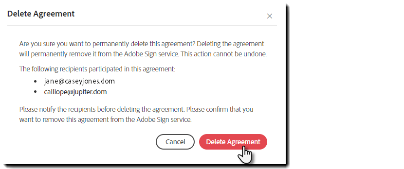 Delete the Agreement